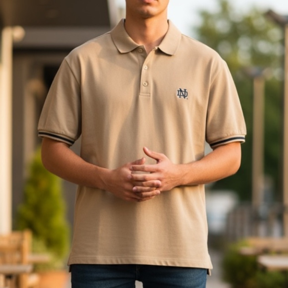 Cutter & Buck Tan Note Dame Fighting Irish Cotton Youth Polo Size XL